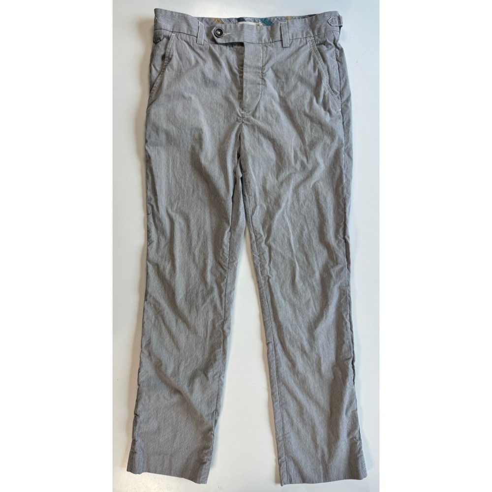 TROVATA Denilson Button Fly Trouser Pant Womens 32x30.5 Blue Striped Adjustable